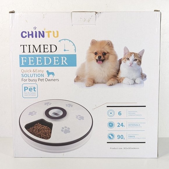 CHINTU Dog Chintu Auto Programmable 6 Meal Timed Pet Feeder Dog Cat Food Bowl Dispenser